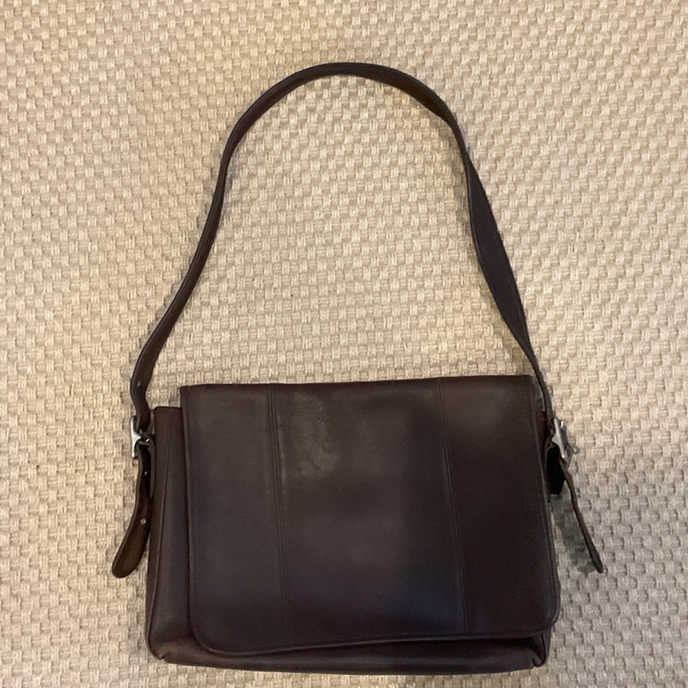 Coach Dark Brown Leather Messenger Bag